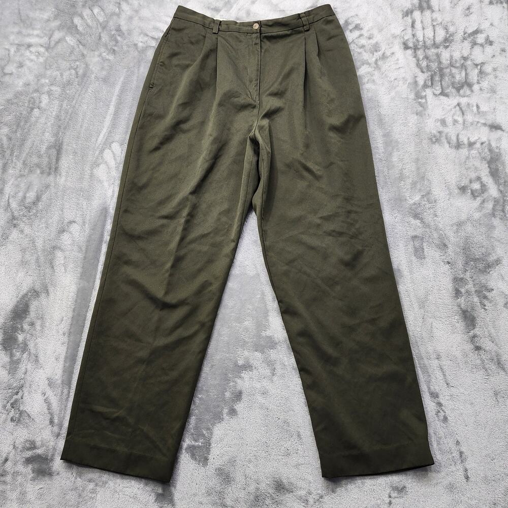Vintage Liz Claiborne LizSport Pants Womens 14 Green High Rise Pleated Tapered